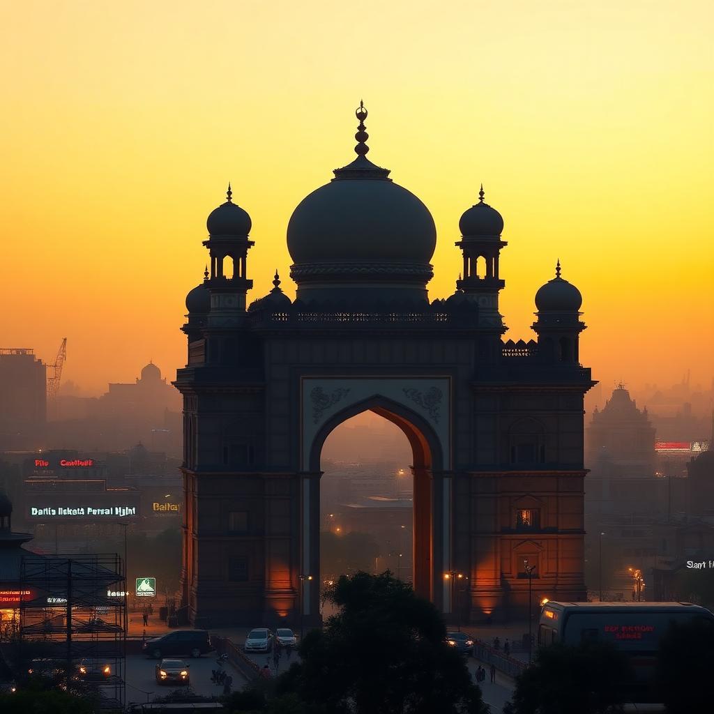 The launch city at dusk